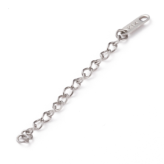 304 Stainless Steel Chain Extender, with Chain Tabs & Word K14