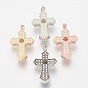 Brass Locket Pendants, Cage Pendants, Hollow, Cross