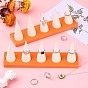 Resin Artificial Marble Ring Finger Display Stands, with 5Pcs PU Leather Finger Shape Holder Showcase