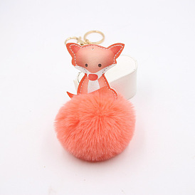 Cute Fox Leather Bag Charm Women's Wallet Phone Accessory Keychain Clasp