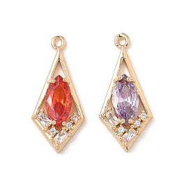 Латунные микро проложить кубического циркония подвески, ромб, реальный 18 k позолоченный