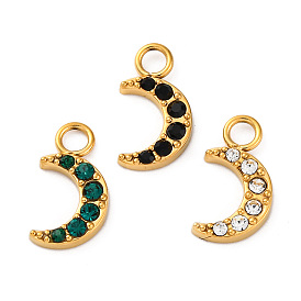 304 из нержавеющей стали горный хрусталь подвески, ионное покрытие (ip), луна, реальный 14 k позолоченный