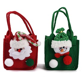 Non-woven Fabrics Christmas Santa Cluas/Snowman Candy Gift Tote Bags, Apple Basket for Christmas Tree Ornament