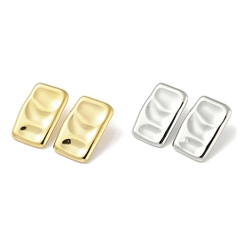 304 Stainless Steel Stud Earrings, Rectangle