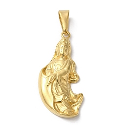 PVD Vacuum Plating 304 Stainless Steel Pendants, Guanyin Charm