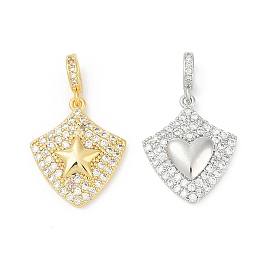 Латунные микропаве прозрачные подвески с фианитом, подвески в виде звезды и сердца, без свинца и без кадмия, стойки покрытие