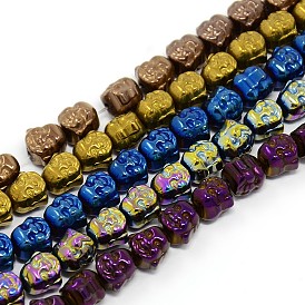 Galvanoplastie non magnétiques hématite synthétique brins de perles, Bouddha, 8x8x7mm, Trou: 1mm, Environ 51 pcs/chapelet, 15.7 pouce
