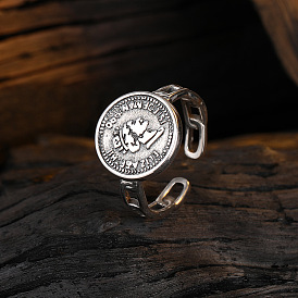Fashionable Vintage Silver Ring for Women with Thai Coin Design