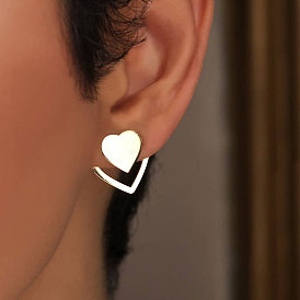 Simple double-layer love earrings Frosty wind heart-shaped earrings Personalized versatile earrings