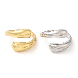 Brass Teardrop Open Cuff Ring for Women, Cadmium Free & Lead Free