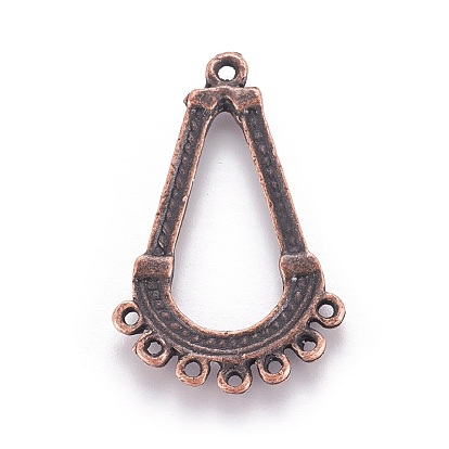 Liens de composants en alliage de lustre de style tibétain, goutte , 1/7 boucles, 33x22x1.5mm, Trou: 1~1.5mm