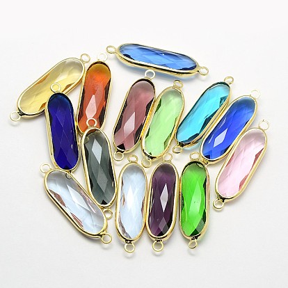Golden Tone Brass Glass Oval Links Connectors