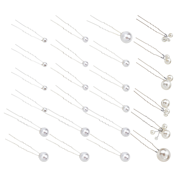 Iron Hair Forks, with Copper Wire Wounding ABS Beads