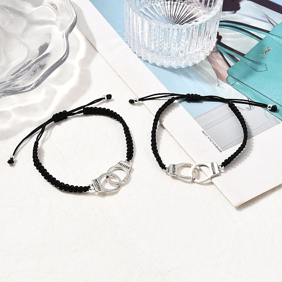 Наручники из сплава с браслетами Freedom Link, полиэстеровые шнуры нитки макраме плетеные браслеты