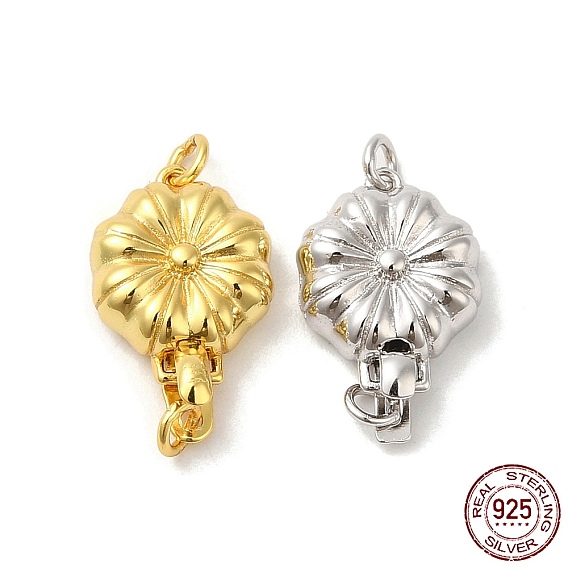 925 застежка из стерлингового серебра, 1 нитей, 1-луночное, цветок с печатью 925