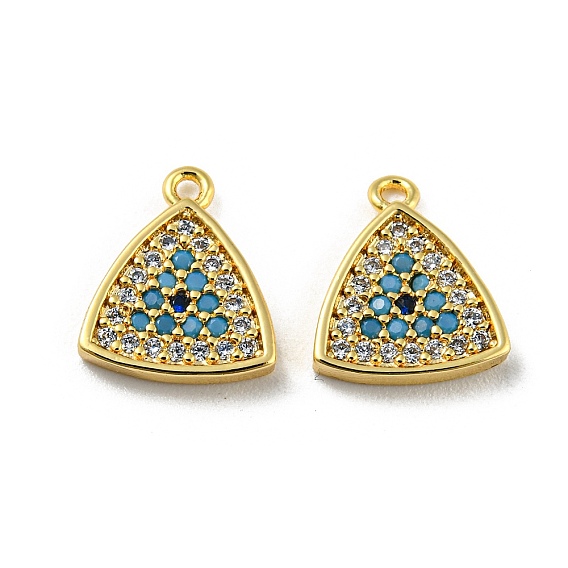 Brass Micro Pave Cubic Zirconia Charms, Cadmium Free & Nickel Free & Lead Free, Triangle