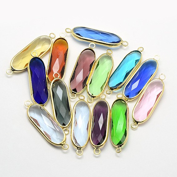 Golden Tone Brass Glass Oval Links Connectors
