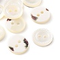 Carved Natural Shell Buttons, 2-Hole Flat Round