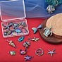 24 Pcs Ocean Themed 316L Surgical Stainless Steel  Pendants, Mixed Shapes