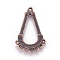 Tibetan Style Alloy Chandelier Component Links, Drop, 1/7 Loops, 33x22x1.5mm, Hole: 1~1.5mm