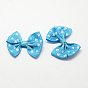 Handmade Woven Costume Accessories, Heart Printed Grosgrain Bowknot, 43x56x8mm, about 200pcs/bag