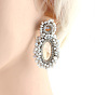 Rhinestone Braided Ear Studs for Women, Oval, Bohemian Style