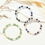 3Pcs 3 Styles Natural Mixed Gemstone & Non-magnetic Synthetic Hematite & Shell Pearl Beaded Bracelets for Women, Round