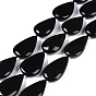 Natural Black Gemstone Beads Strands, Teardrop