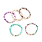 Handmade Polymer Clay Heishi Beaded Stretch Bracelets, with Light Gold Plated Electroplate Non-magnetic Synthetic Hematite Beads