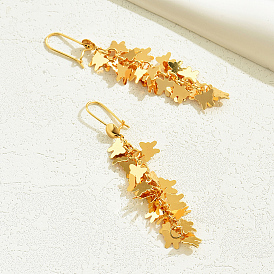 Элегантные латунные серьги-кольца с кисточками в виде бабочек