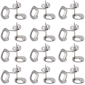 50 шт 304 детали серьги-гвоздики из нержавеющей стали, с вертикальными петлями, ромб, с 50 шт 201 ушными гайками из нержавеющей стали