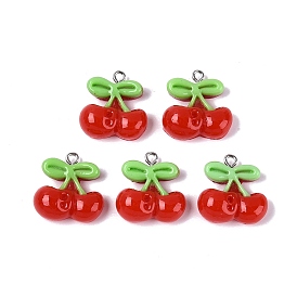 Непрозрачные подвески смолы, вишневое очарование, с платиново-железными петлями