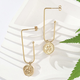 304 из нержавеющей стали серьги, плоско-круглые, ионное покрытие (ip)