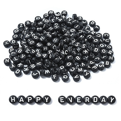 Непрозрачные акриловые бусины с горизонтальными отверстиями, с эмалью, плоско-круглые