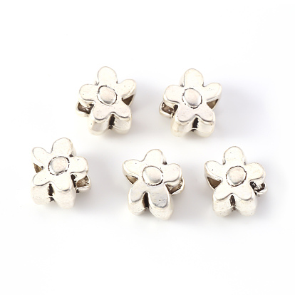 Alloy European Beads, Large Hole Beads, Cadmium Free & Lead Free, Flower