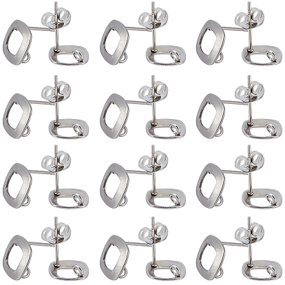 50 шт 304 детали серьги-гвоздики из нержавеющей стали, с вертикальными петлями, ромб, с 50 шт 201 ушными гайками из нержавеющей стали