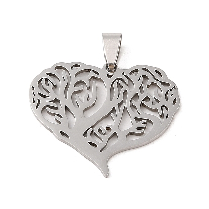 Pendentifs en acier inoxydable, charme de coeur creux