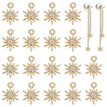 20шт. латунные стеклянные подвески, солнце