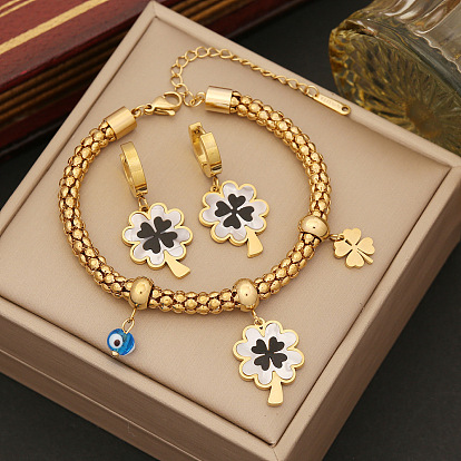 Fashion Flower Necklace with Double Stainless Steel Chain and Elegant Charm Pendant