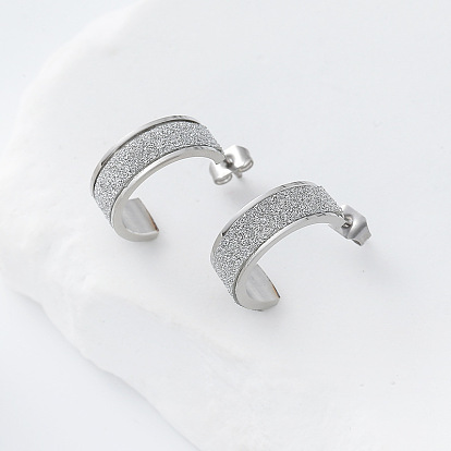 304 из нержавеющей стали серьги, матовый С-образный