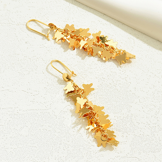 Элегантные латунные серьги-кольца с кисточками в виде бабочек