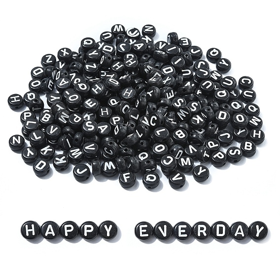 Непрозрачные акриловые бусины с горизонтальными отверстиями, с эмалью, плоско-круглые