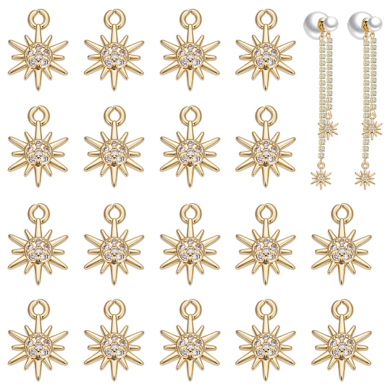 20шт. латунные стеклянные подвески, солнце