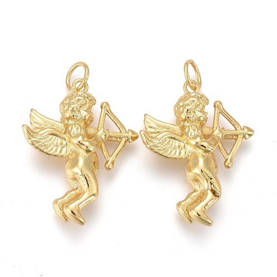 Brass Pendants, Long-Lasting Plated, with Jump Rings, Cupid
