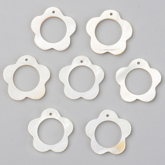 Natural Freshwater Shell Pendants, Flower