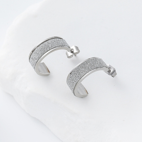 304 из нержавеющей стали серьги, матовый С-образный