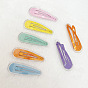 Iron with Transparent PVC Plastic Teardrop Shape Snap Hair Clips, for Girls
