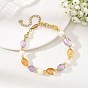 Pulseras de cuentas de amatista natural y citrino pulidas mediante tratamiento térmico., con cuentas de perlas naturales, pepitas