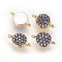 Brass Micro Pave Cubic Zirconia Links Connectors, Flat Round
