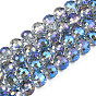 Electroplate Transparent Glass Beads Strands, Faceted, Round